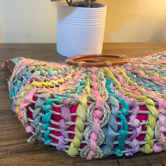 Patricia Nash Lesa Straw Bag Woven Pastel Multi - Picture 2 of 6